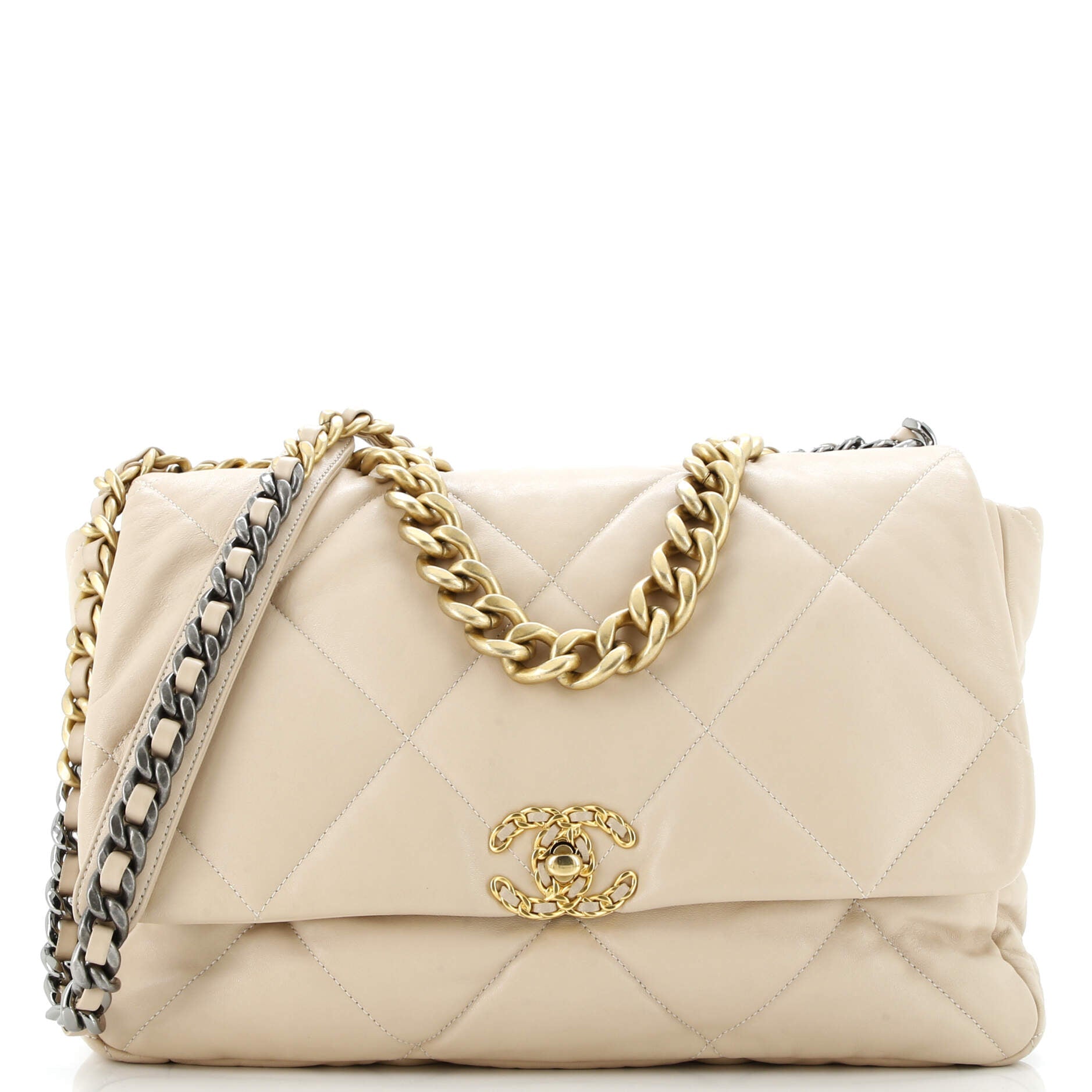19 Flap Bag Quilted Leather Maxi