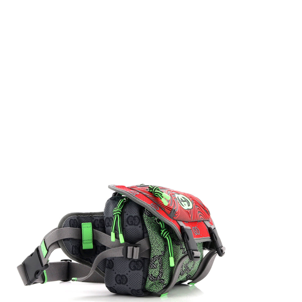 Buckle Flap Chest Strap Backpack GG Fabric with Rubber