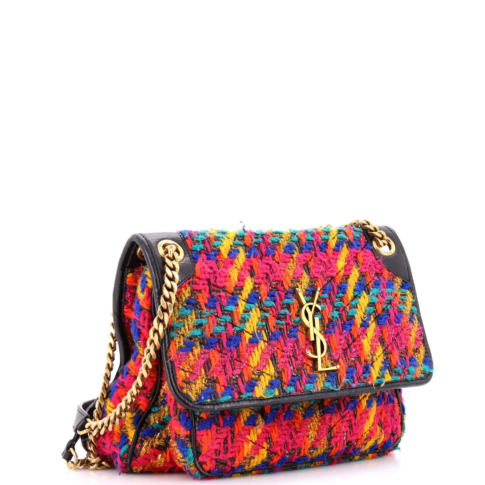 Niki Chain Flap Bag Matelasse Chevron Tweed Medium