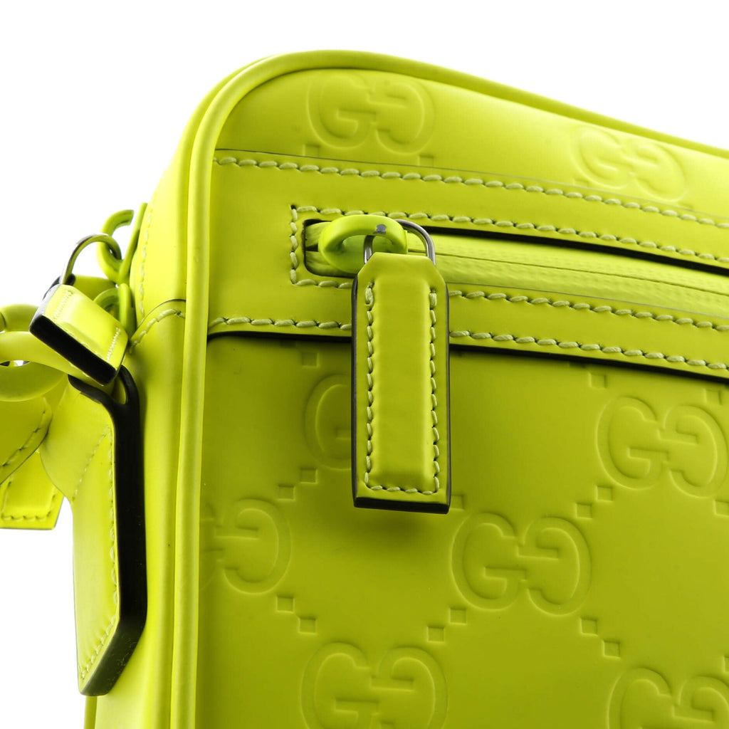 Front Zip Crossbody Bag GG Rubber Effect Leather Small