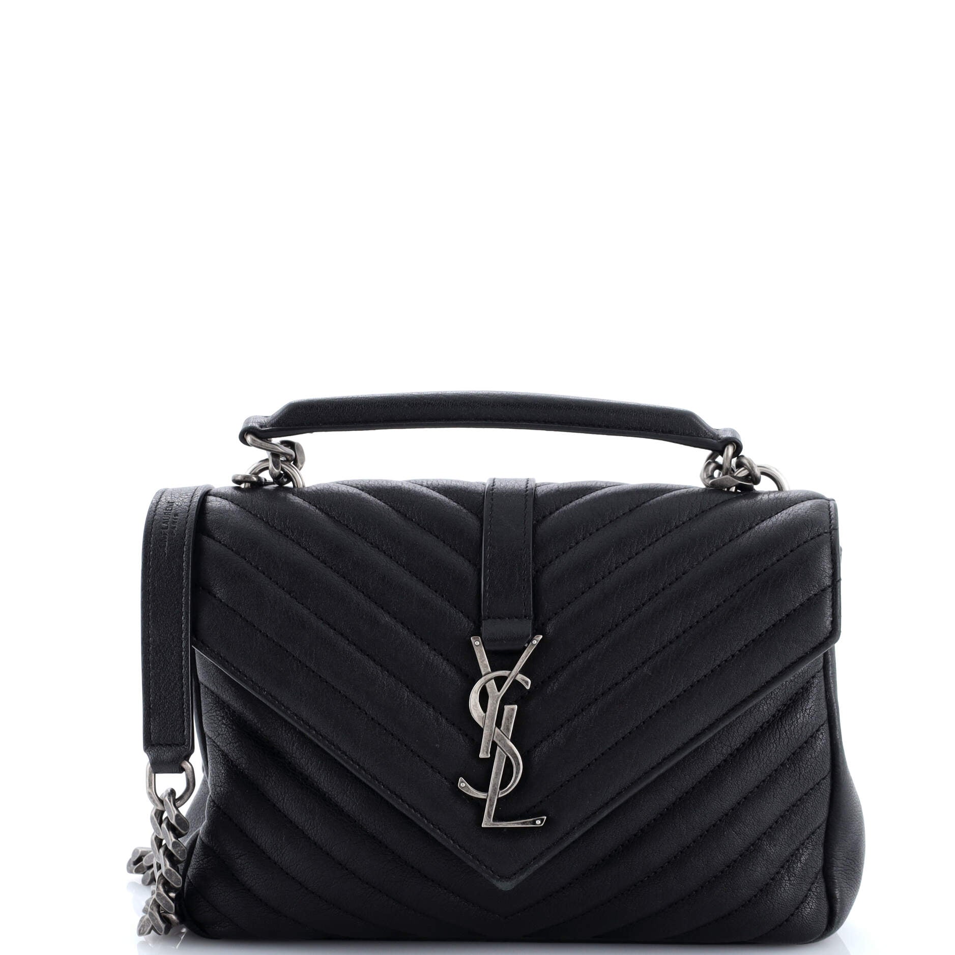 Classic Monogram College Bag Matelasse Chevron Leather Medium