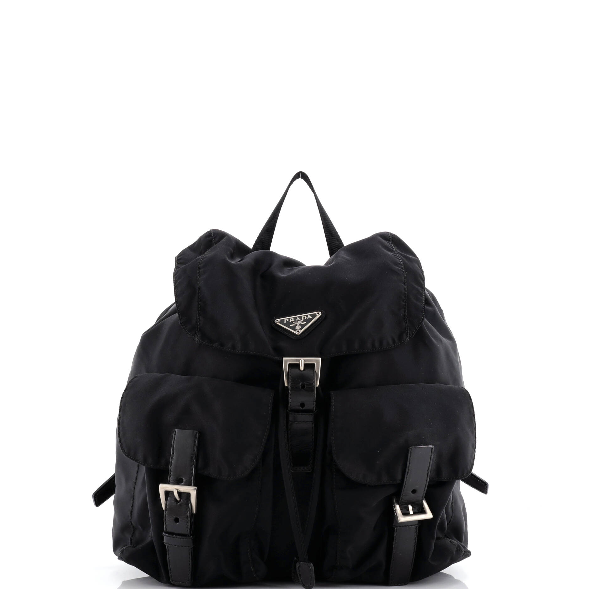 Vela Double Front Pocket Backpack Tessuto with Saffiano Leather Medium