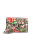 Dionysus Chain Wallet Blooms Print GG Coated Canvas Small