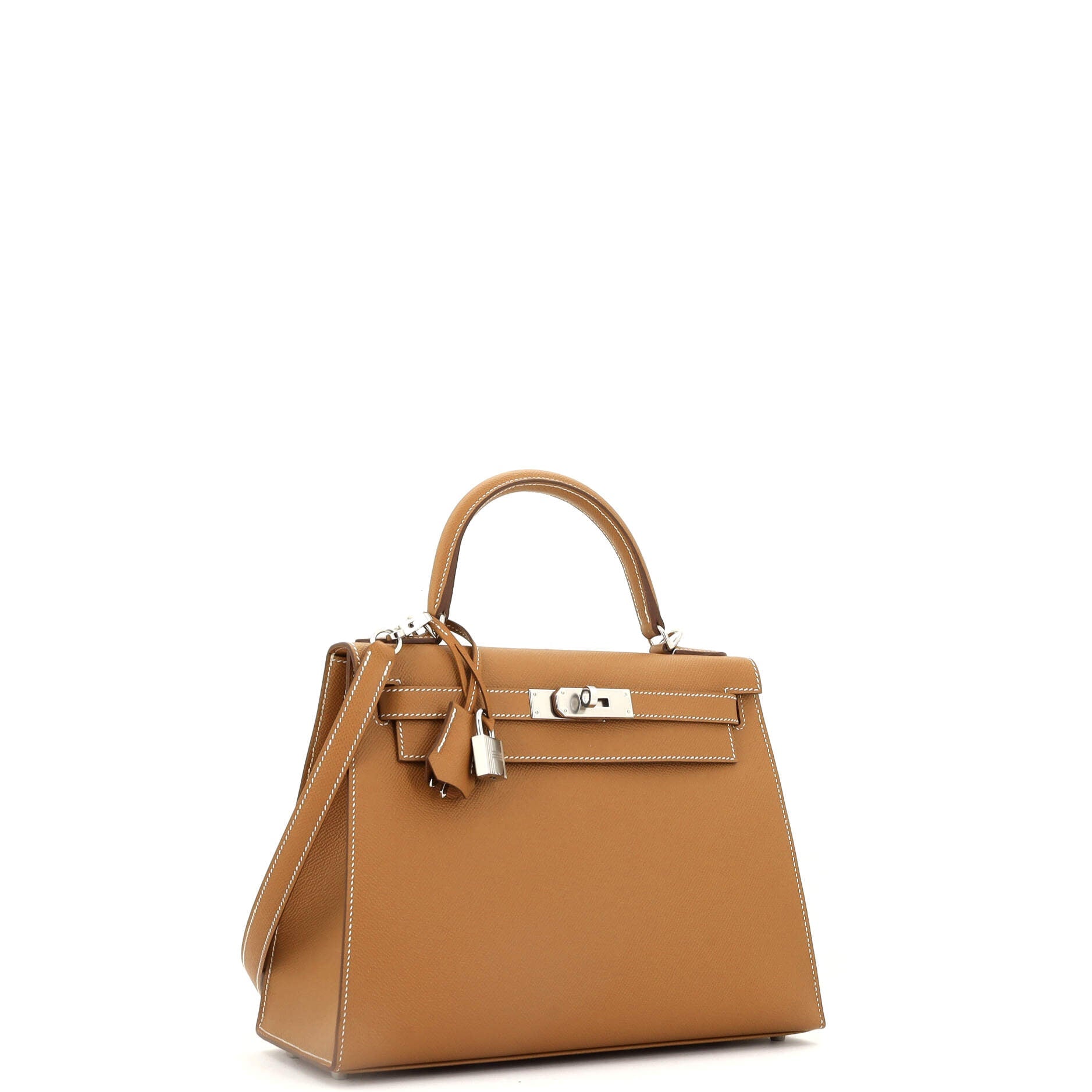 Kelly Handbag Gold Epsom with Palladium Hardware 28
