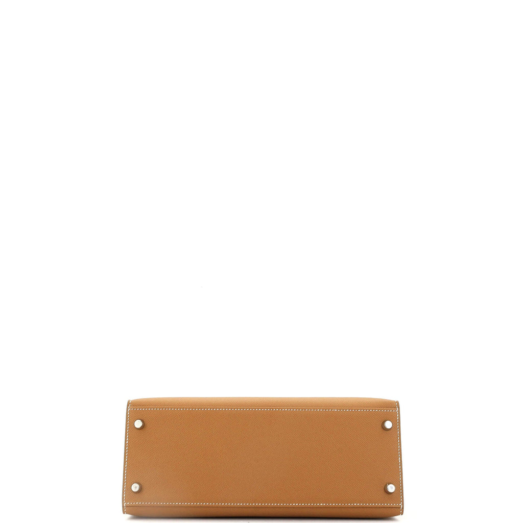 Kelly Handbag Gold Epsom with Palladium Hardware 28