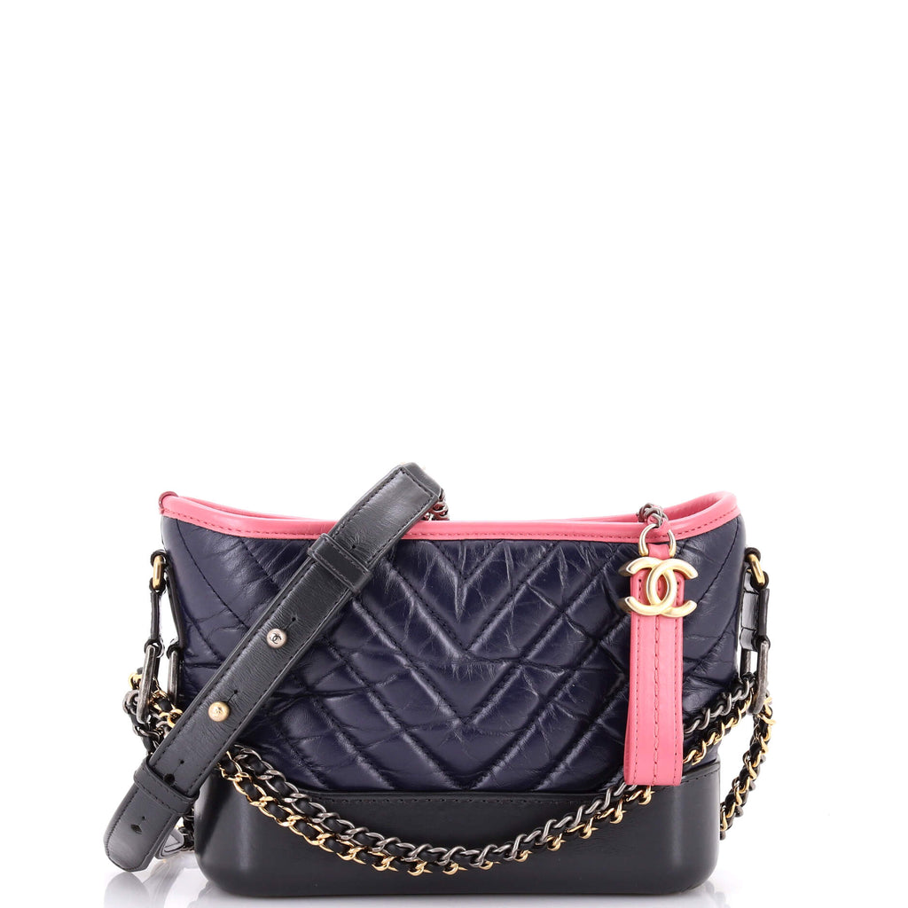 Gabrielle Hobo Chevron Aged Calfskin Small