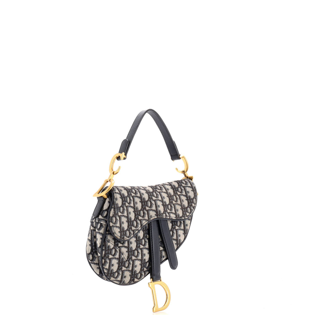 Saddle Handbag with Strap Oblique Canvas Mini