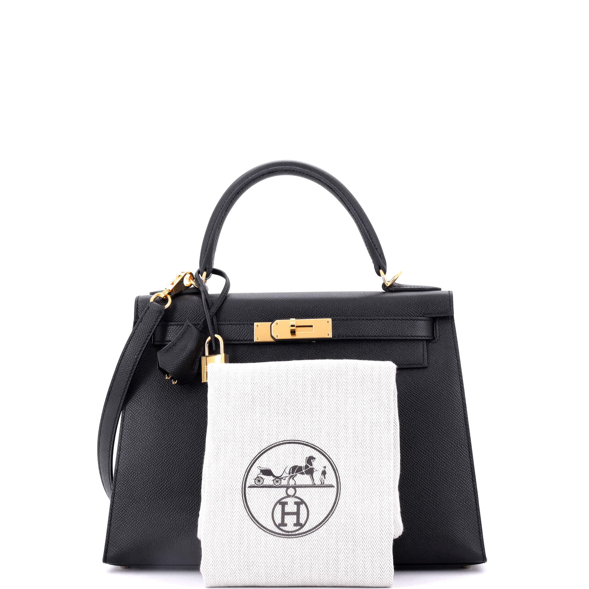 Kelly Handbag Noir Epsom with Gold Hardware 28