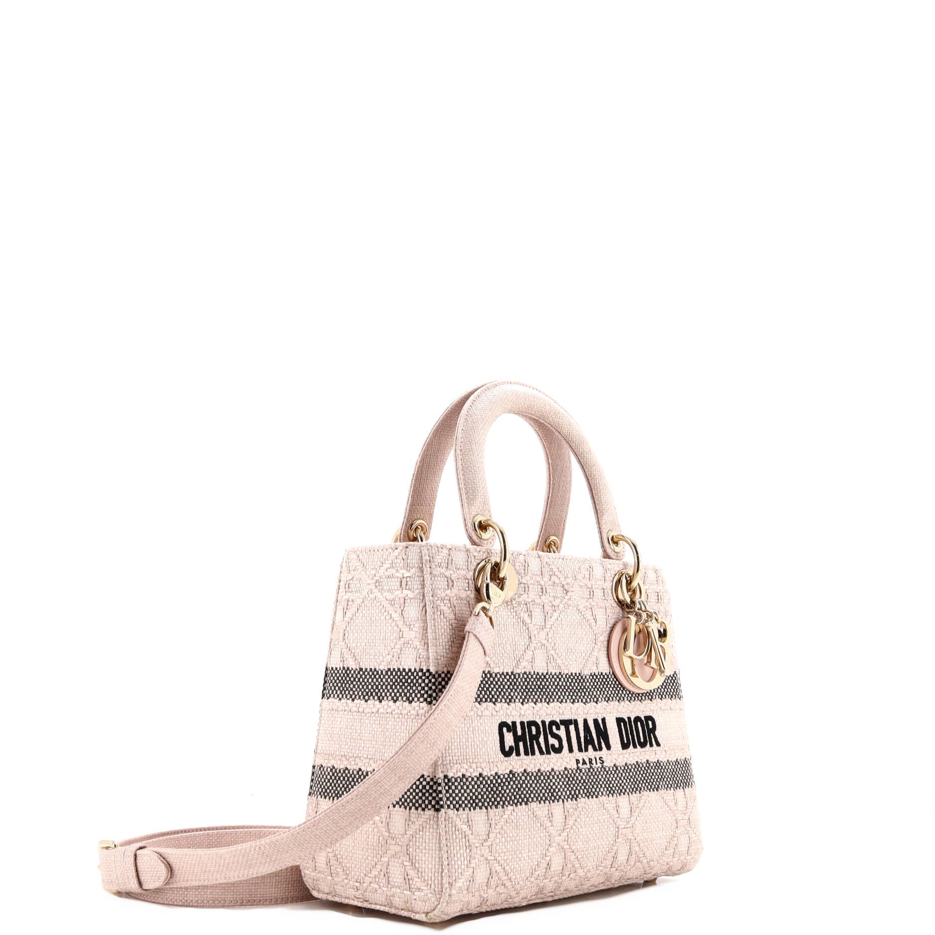 Lady D-Lite Bag Cannage Embroidered Raffia Medium