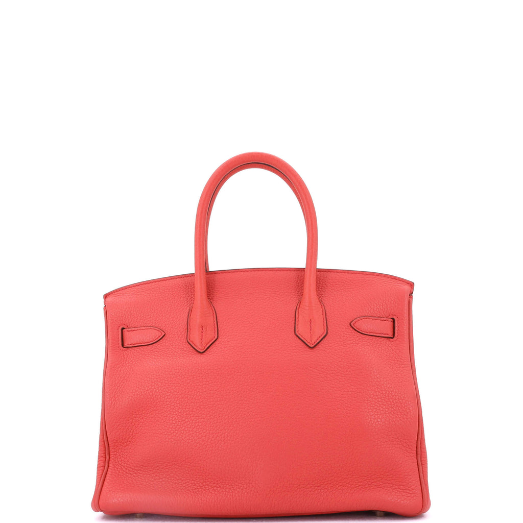 Birkin Handbag Bougainvillier Clemence with Gold Hardware 30
