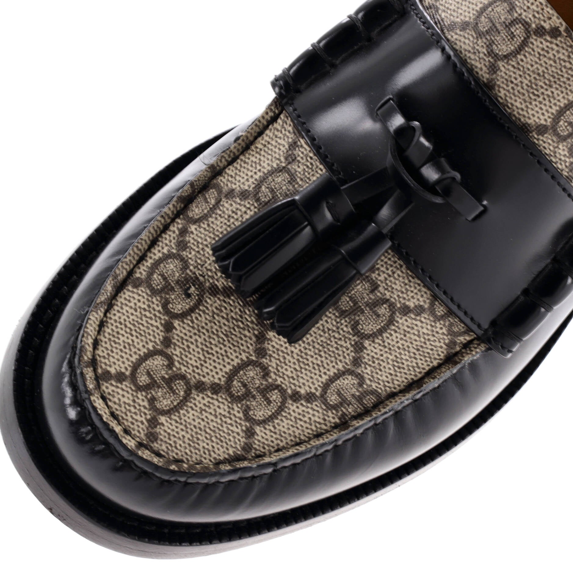 Men's Kaveh Tassel Loafers Leather with GG Coated Canvas