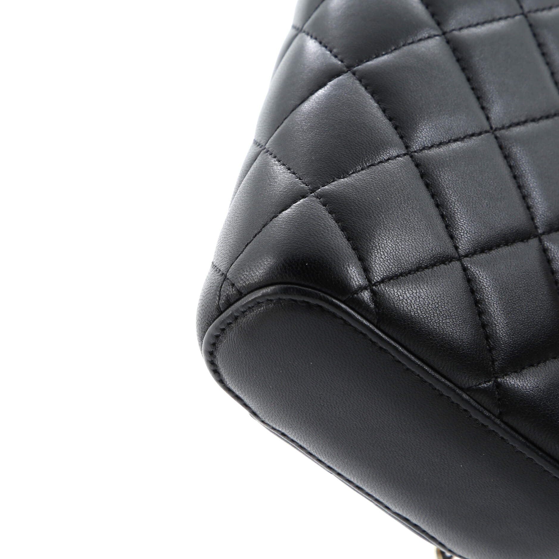 Classic Vanity Top Handle Phone Holder with Chain Quilted Lambskin