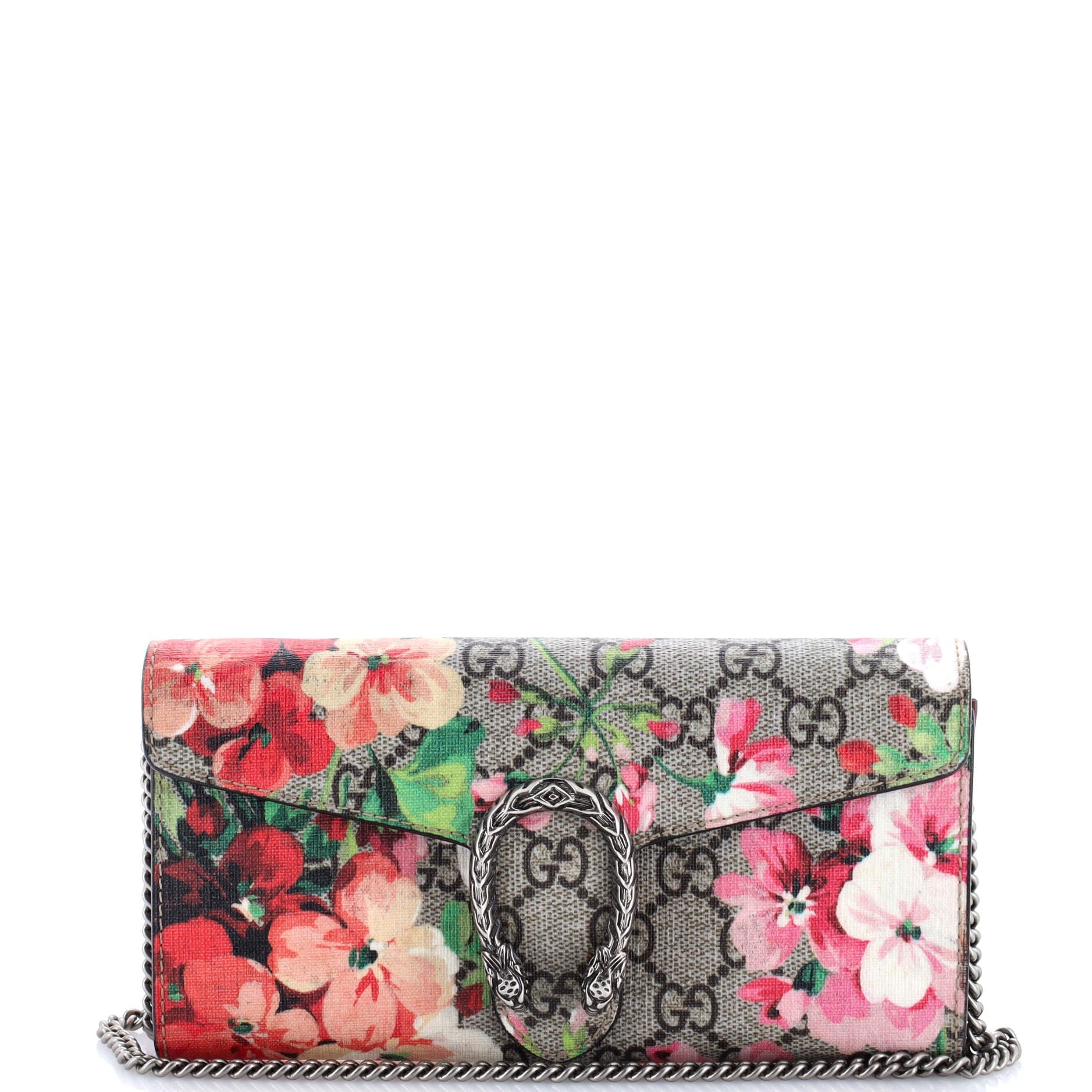 Dionysus Chain Wallet Blooms Print GG Coated Canvas Long