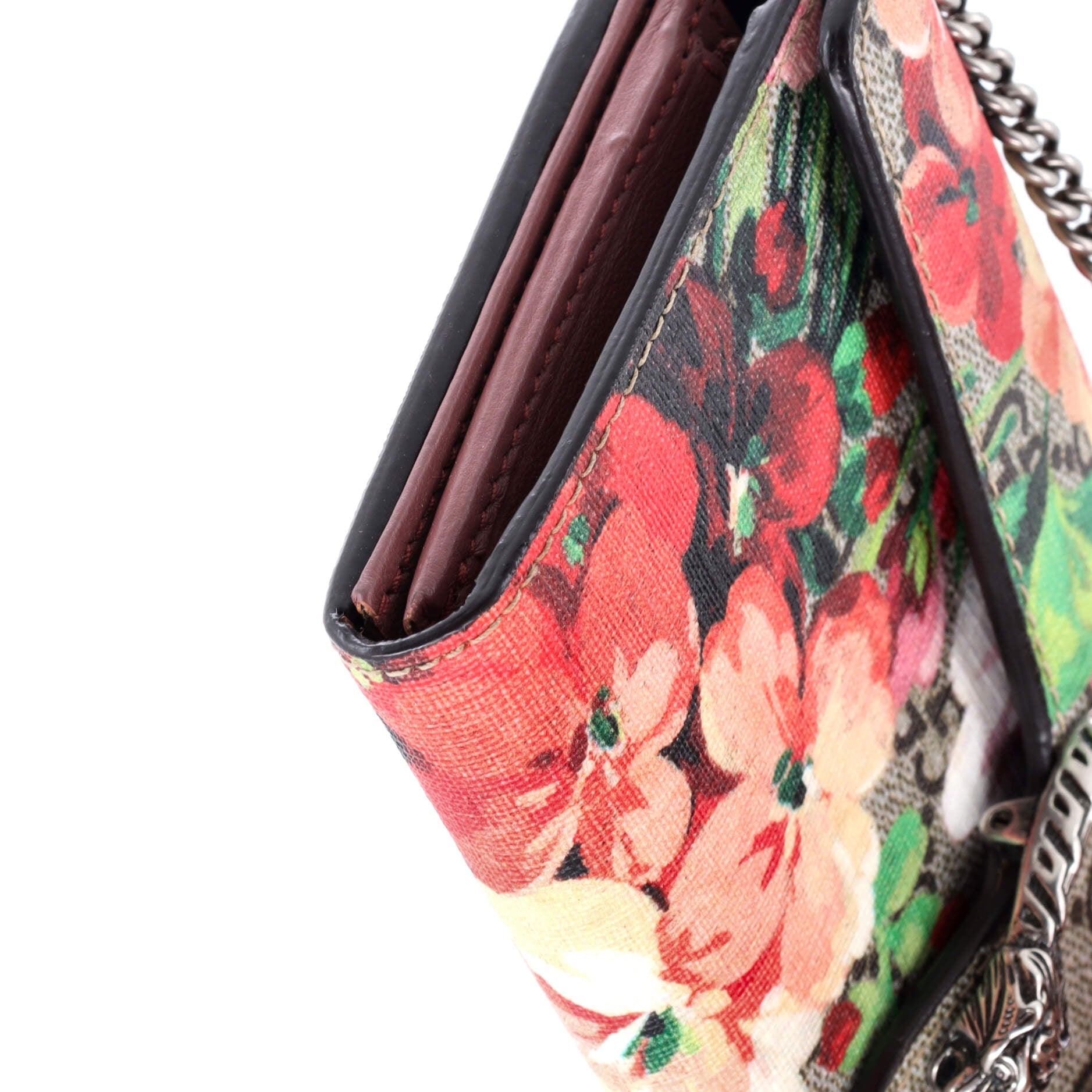 Dionysus Chain Wallet Blooms Print GG Coated Canvas Long