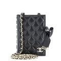 CC Book Card Holder with Chain Quilted Lambskin