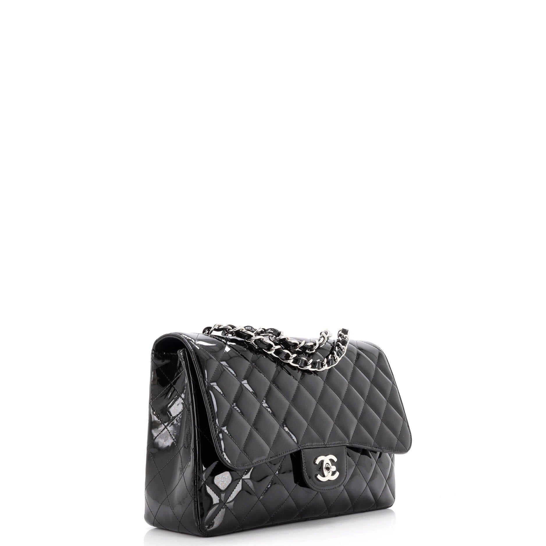Vintage Classic Single Flap Bag Quilted Patent Jumbo