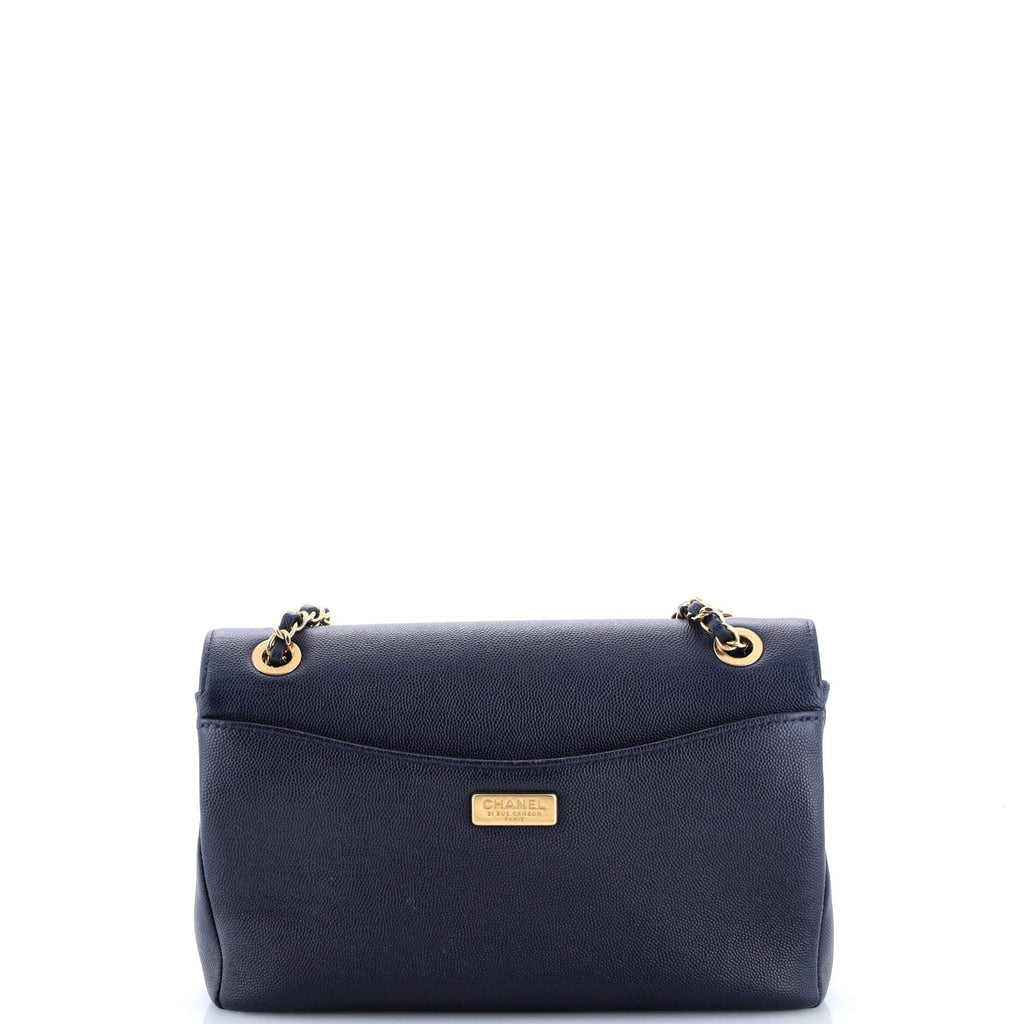 Captain Gold Flap Bag Embroidered Caviar Medium