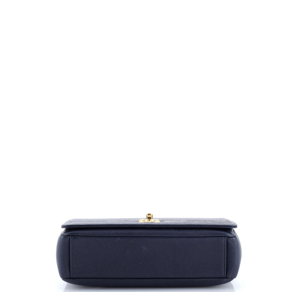 Captain Gold Flap Bag Embroidered Caviar Medium