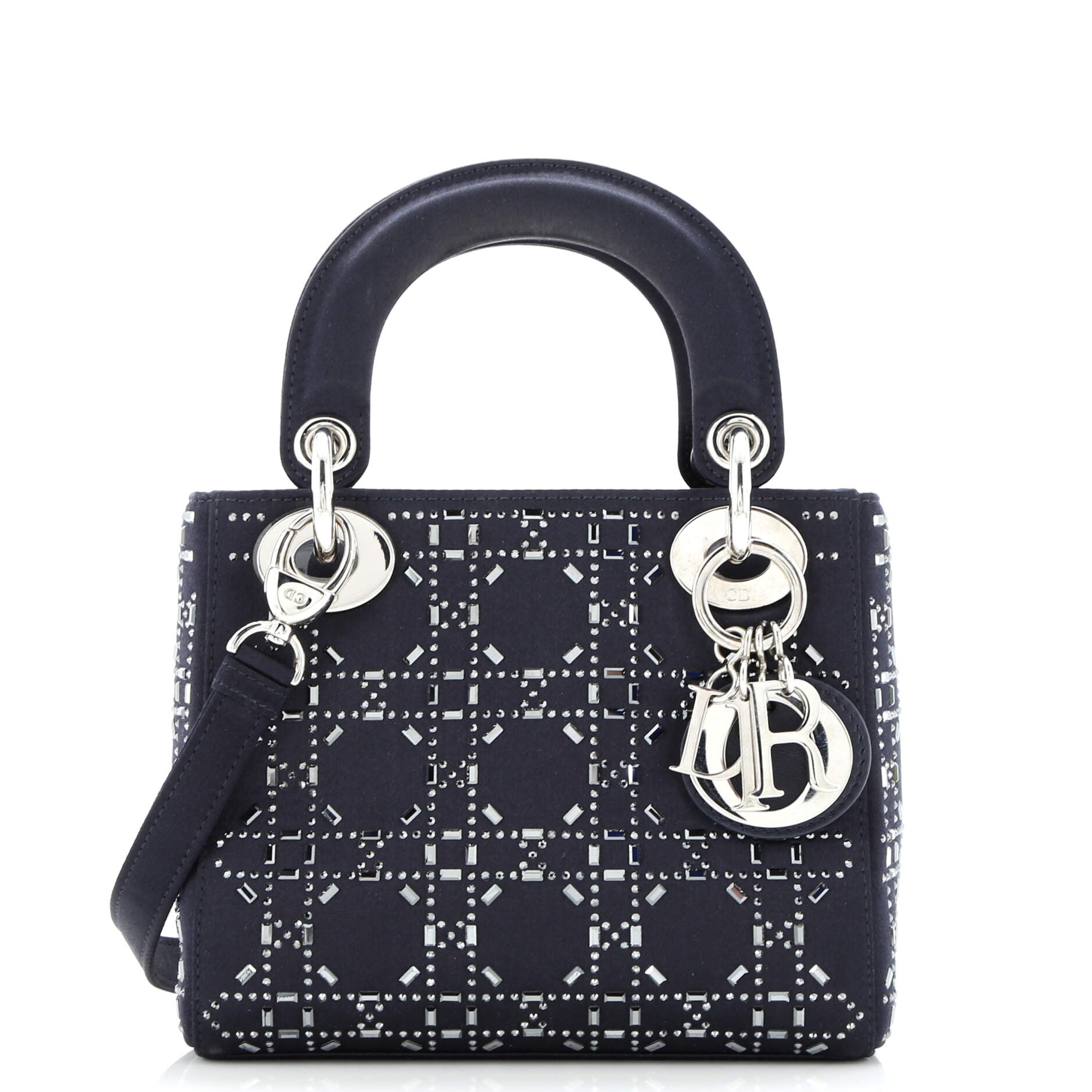 Lady Dior Bag Crystal Embellished Cannage Quilt Satin Mini