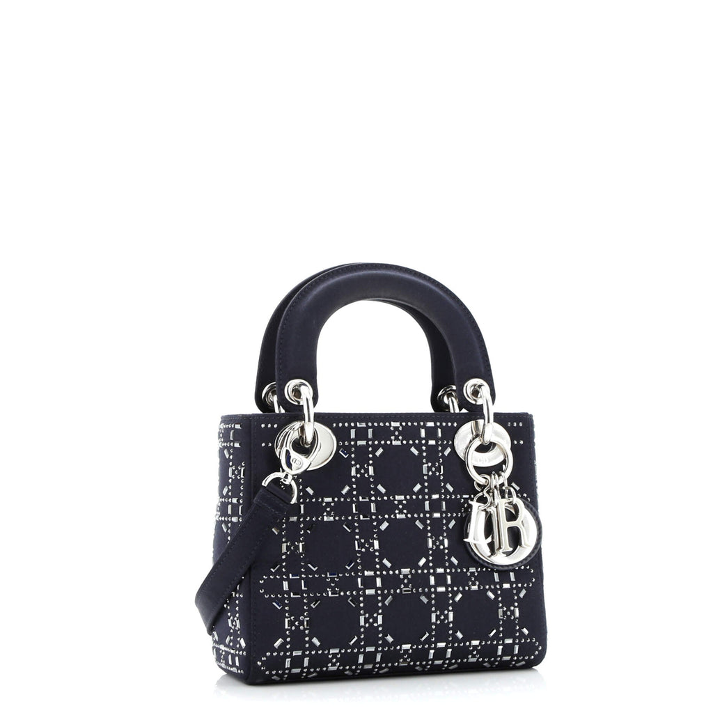 Lady Dior Bag Crystal Embellished Cannage Quilt Satin Mini