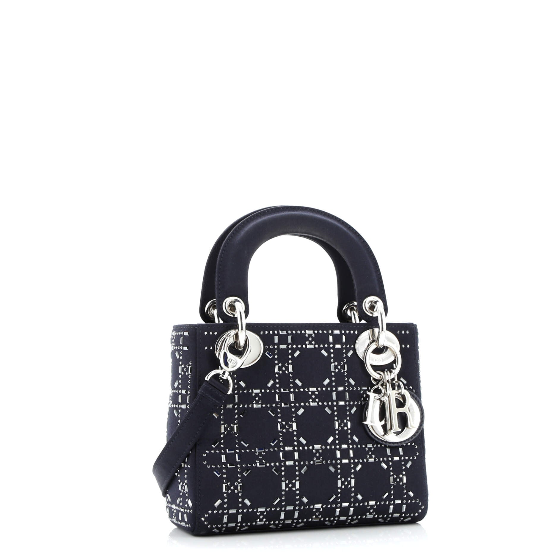 Lady Dior Bag Crystal Embellished Cannage Quilt Satin Mini