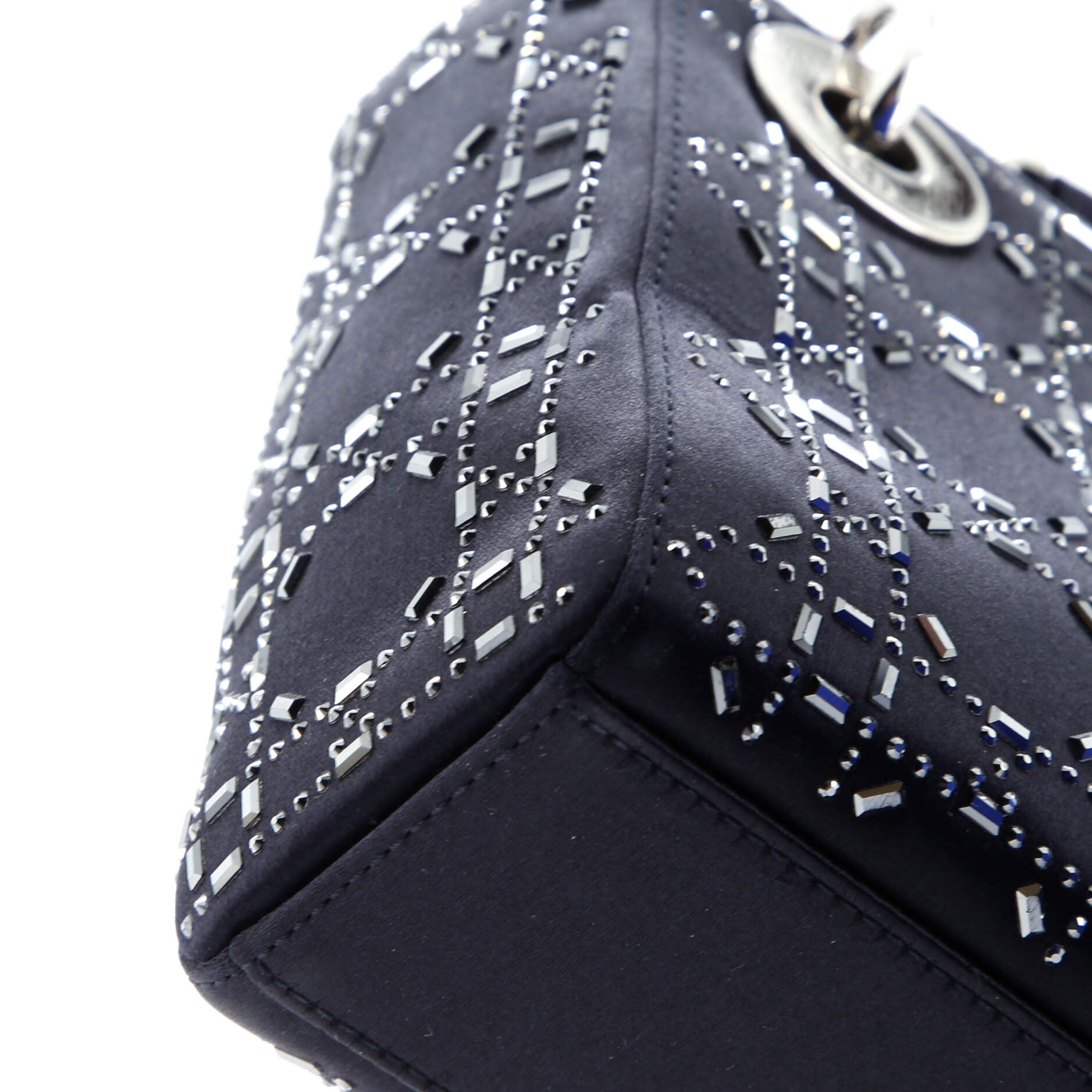 Lady Dior Bag Crystal Embellished Cannage Quilt Satin Mini
