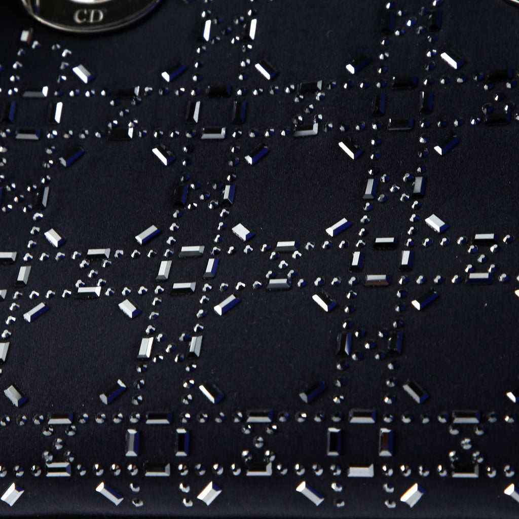 Lady Dior Bag Crystal Embellished Cannage Quilt Satin Mini