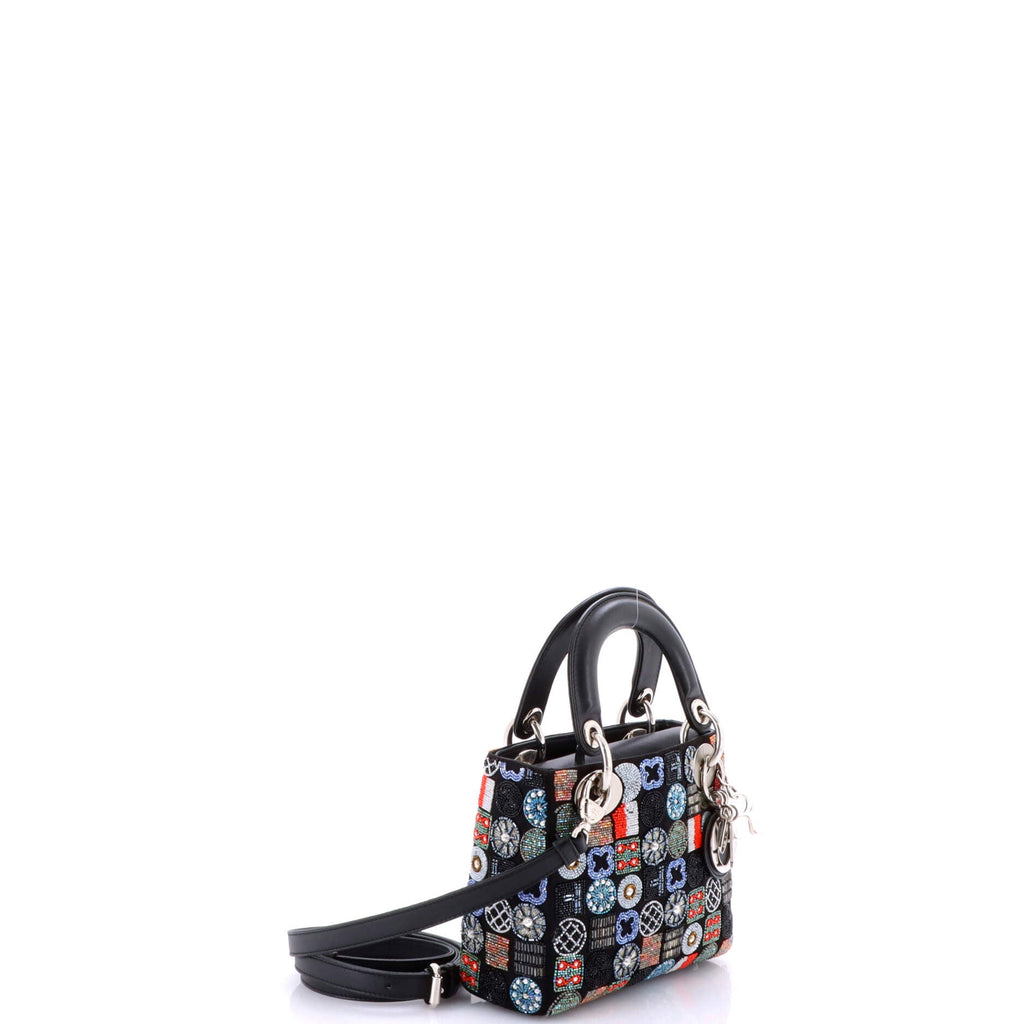 Lady Dior Bag Embellished Satin Mini