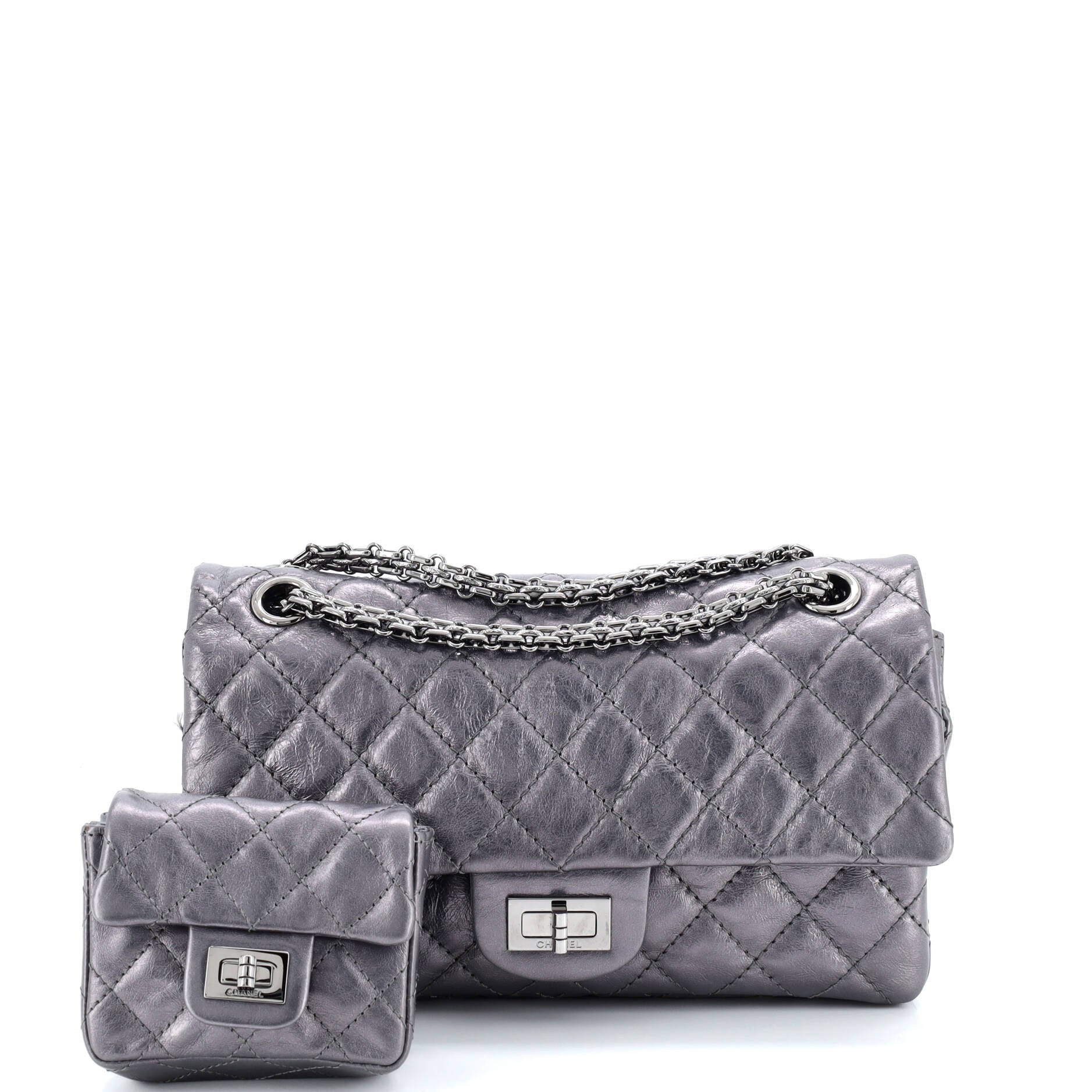 Reissue 2.55 Flap Bag with Flap Bag Coin Purse Quilted Metallic Aged Calfskin 225