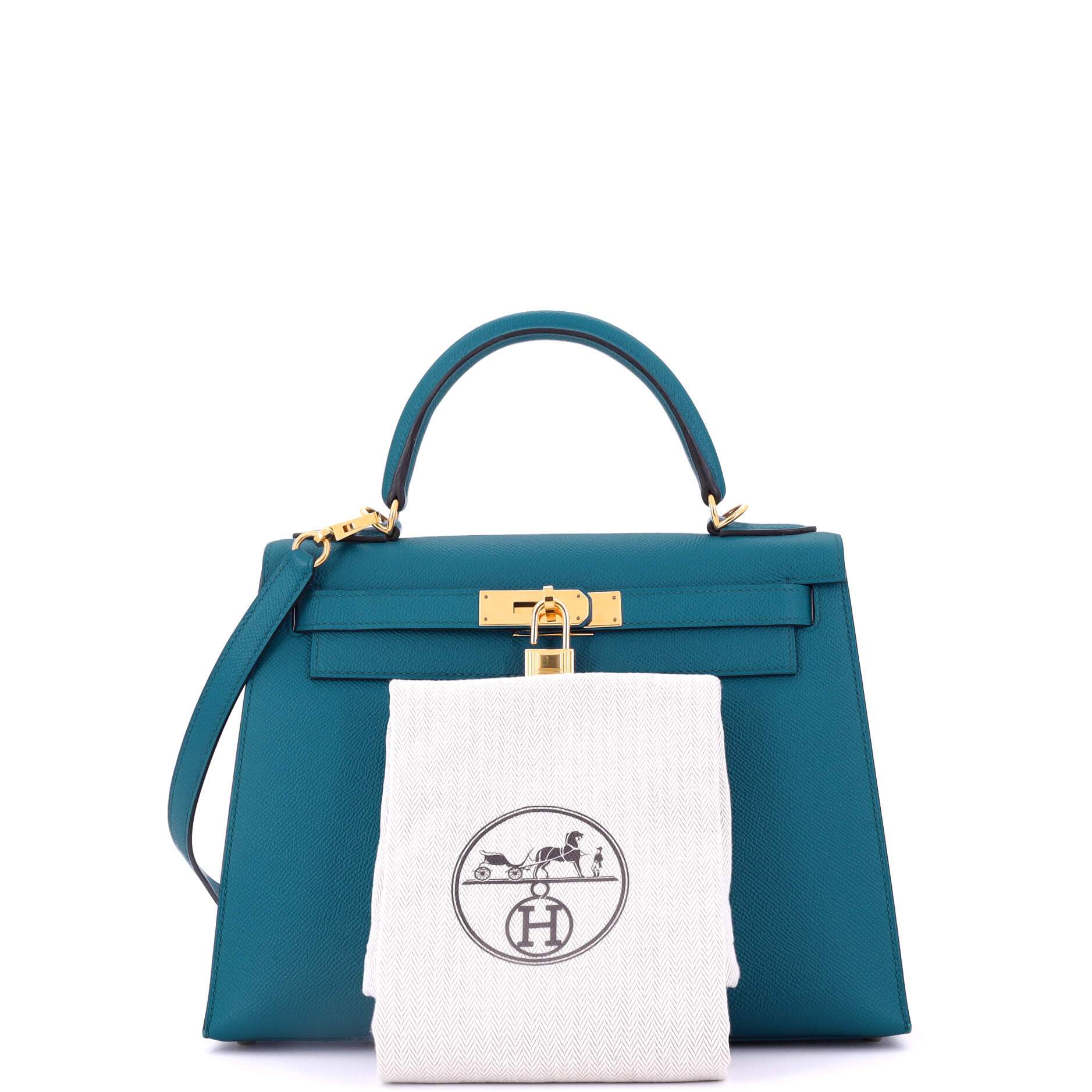 Kelly Handbag Bleu Izmir Epsom with Gold Hardware 28