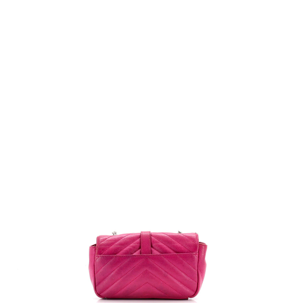Classic Monogram College Chain Wallet Matelasse Chevron Leather