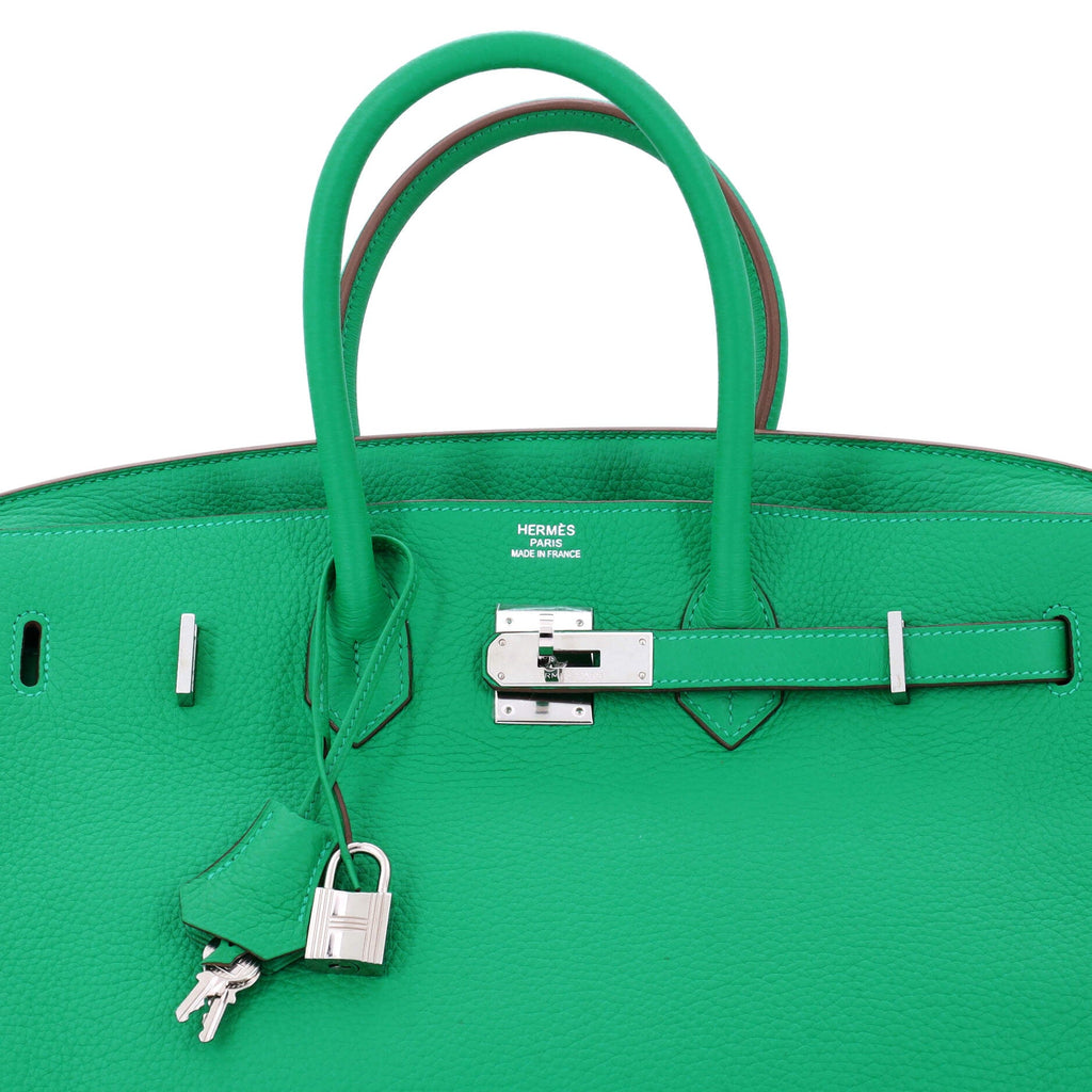 Birkin Handbag Menthe Clemence with Palladium Hardware 35