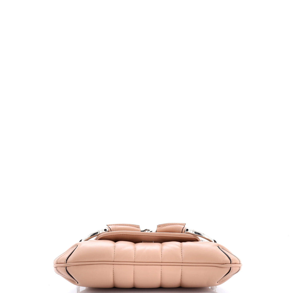 Horsebit Chain Shoulder Bag Vertical Quilted Leather Small