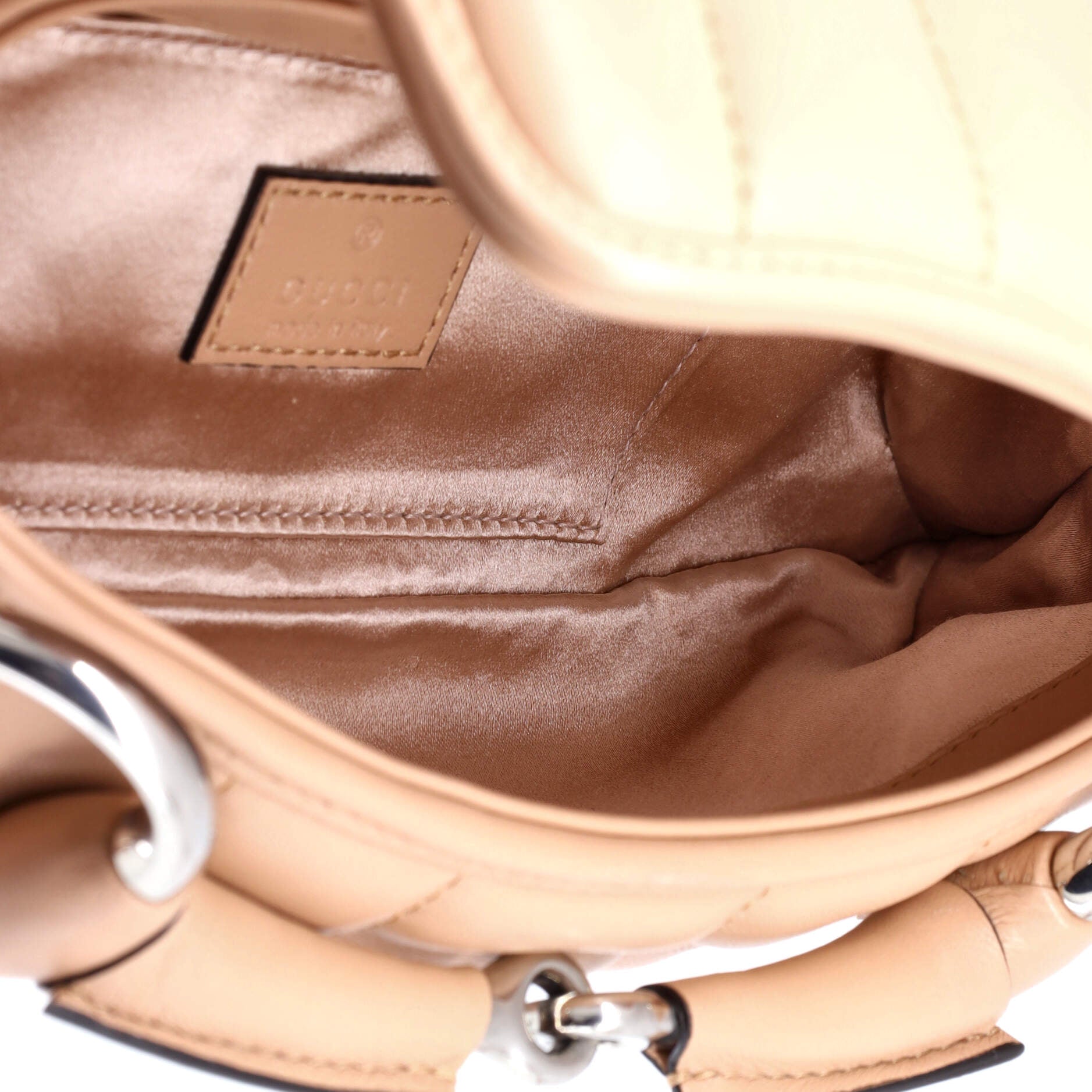 Horsebit Chain Shoulder Bag Vertical Quilted Leather Small