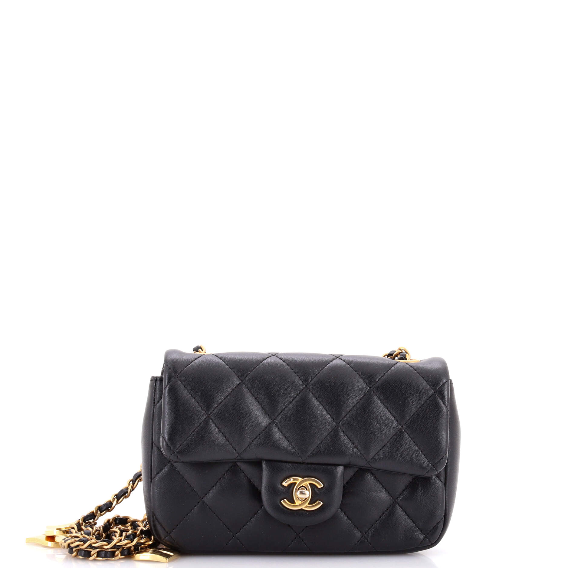 Heart Charms Flap Bag Quilted Lambskin Mini