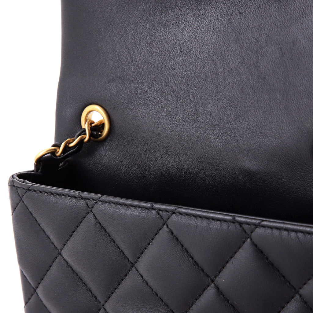 Heart Charms Flap Bag Quilted Lambskin Mini