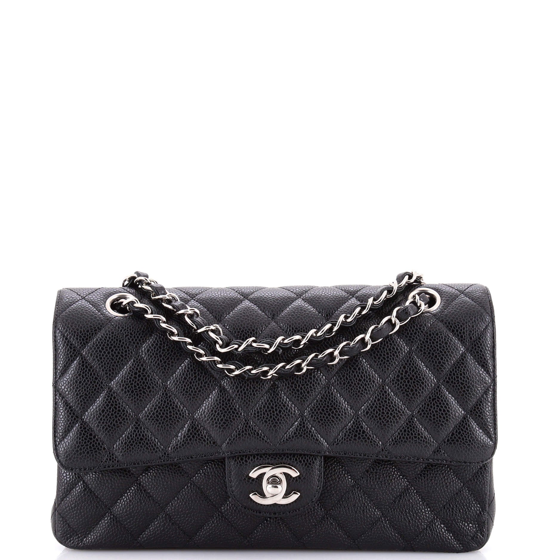 Classic Double Flap Bag Quilted Caviar Medium