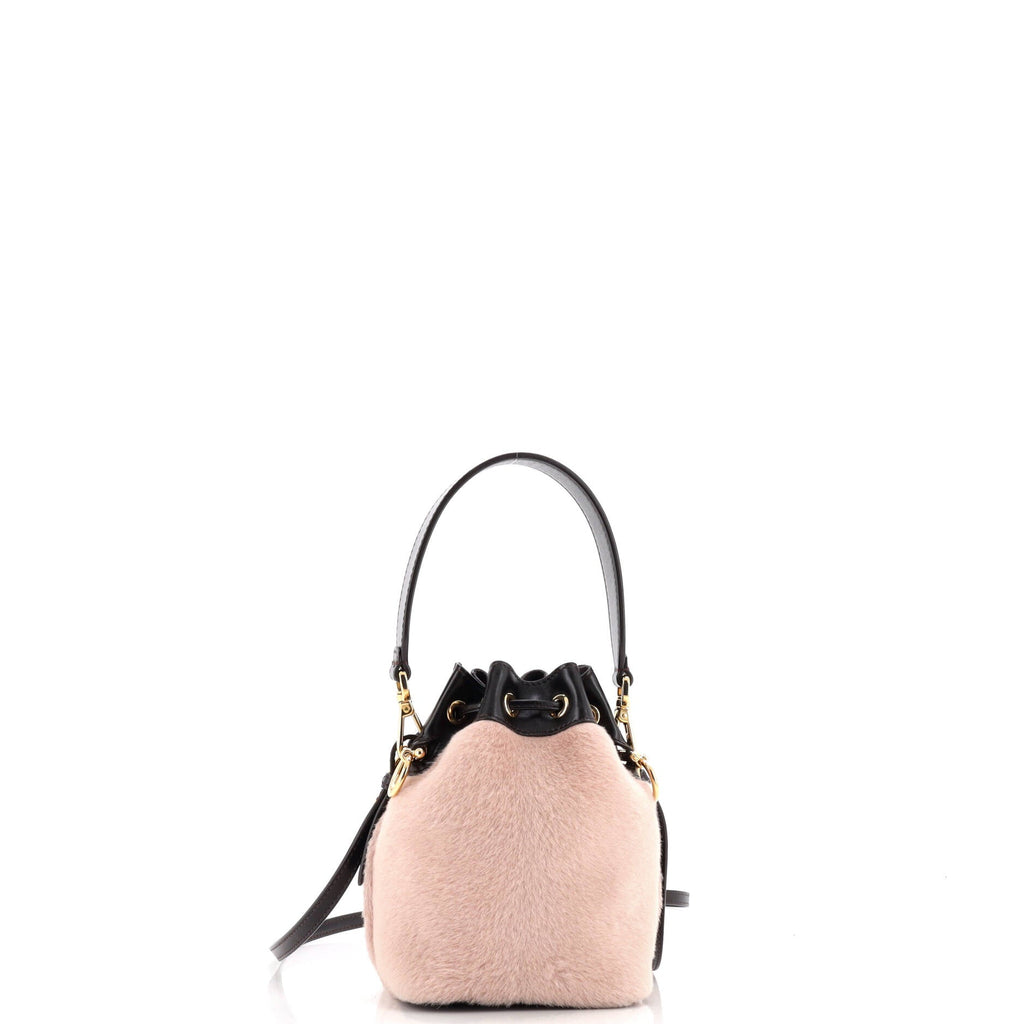 Logo Mon Tresor Bucket Bag Printed Fur with Leather Mini