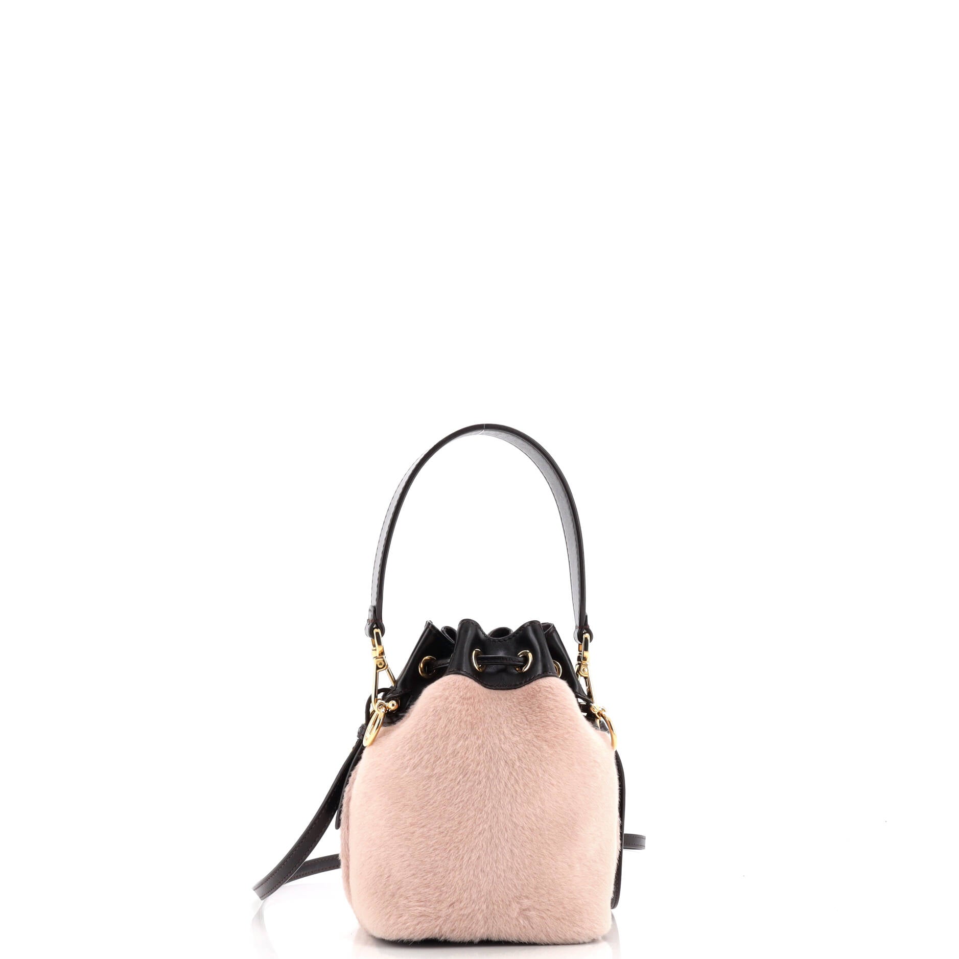 Logo Mon Tresor Bucket Bag Printed Fur with Leather Mini