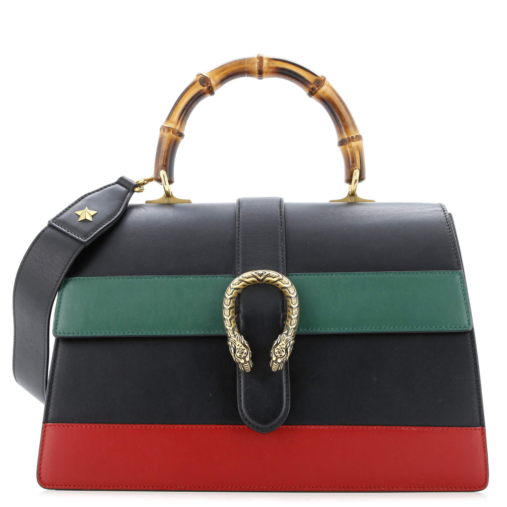Dionysus Bamboo Top Handle Bag Colorblock Leather Large