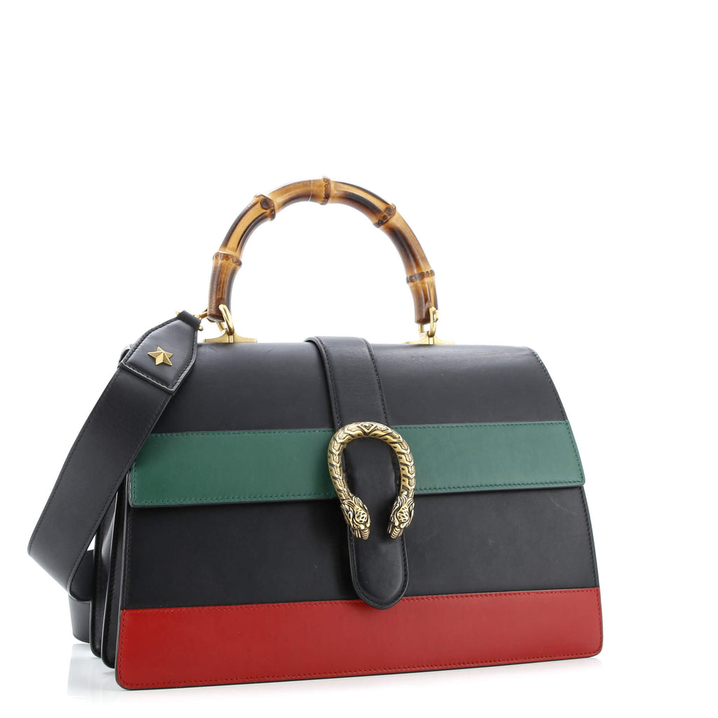 Dionysus Bamboo Top Handle Bag Colorblock Leather Large