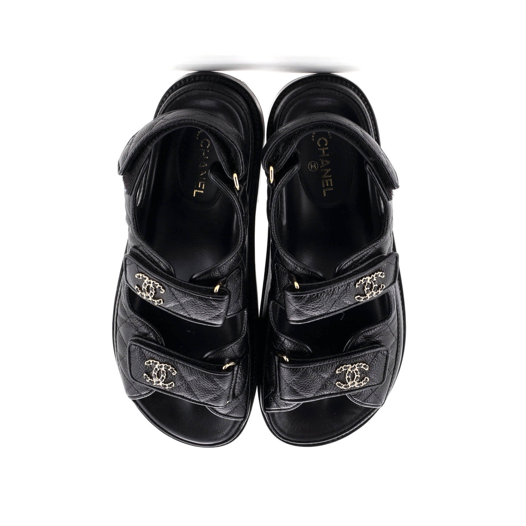 Women's Velcro Dad Sandals Quilted Leather