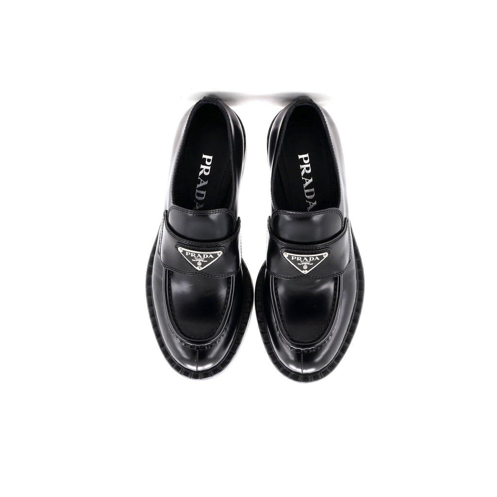 Women's Triangle Logo Loafers Spazzolato Leather