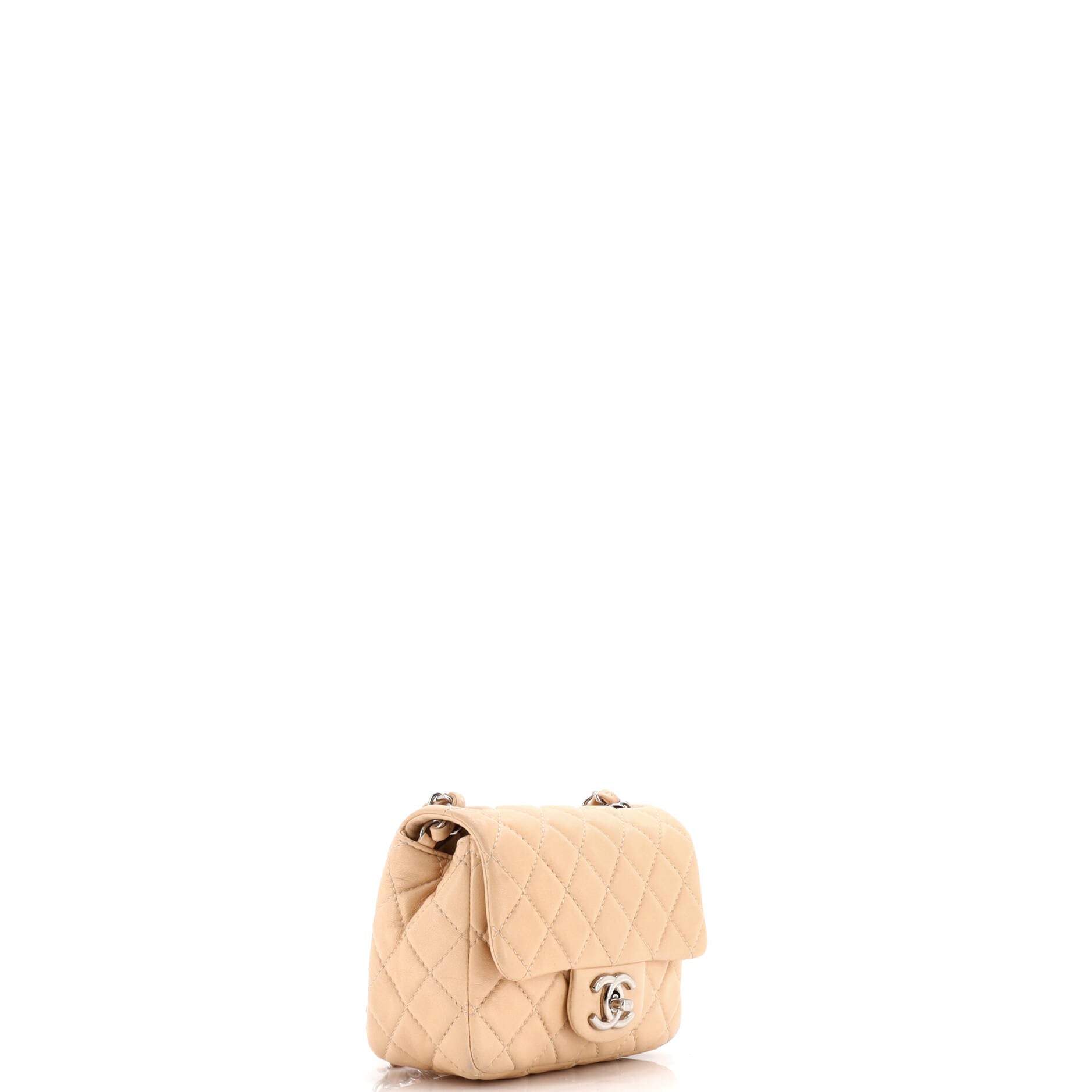 Square Classic Single Flap Bag Quilted Lambskin Mini