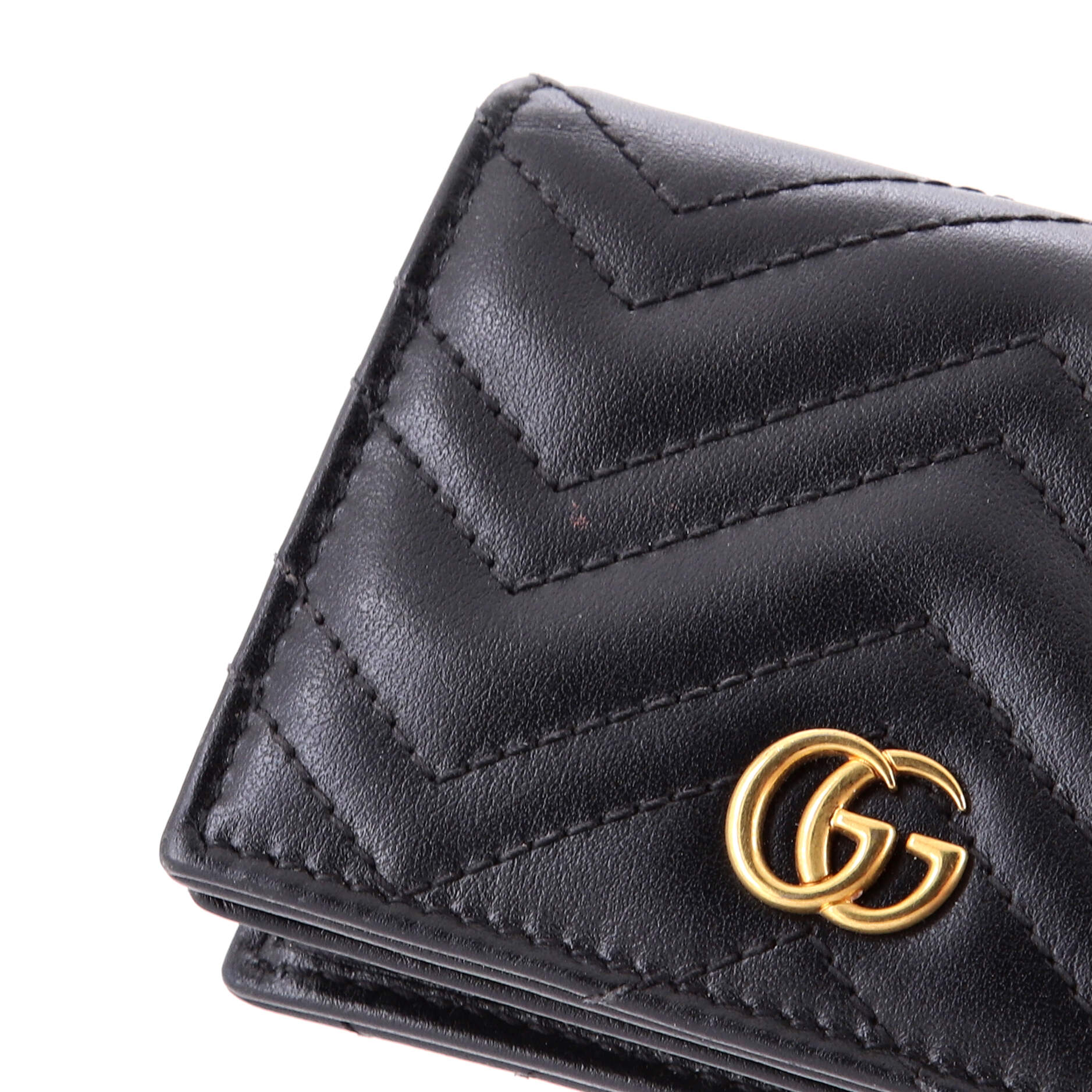 GG Marmont Flap Card Case Matelasse Leather