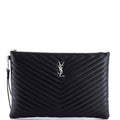 Classic Monogram Wristlet Pouch Matelasse Chevron Leather Large