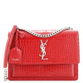 Sunset Crossbody Bag Crocodile Embossed Leather Medium