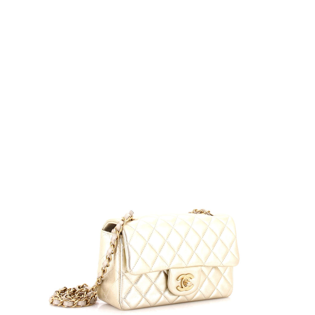 Classic Single Flap Bag Quilted Metallic Lambskin Mini