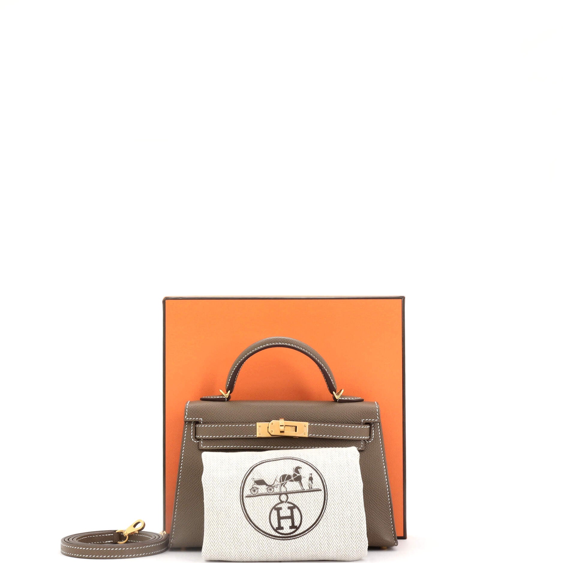 Kelly Mini II Bag Grey Madame with Gold Hardware 20