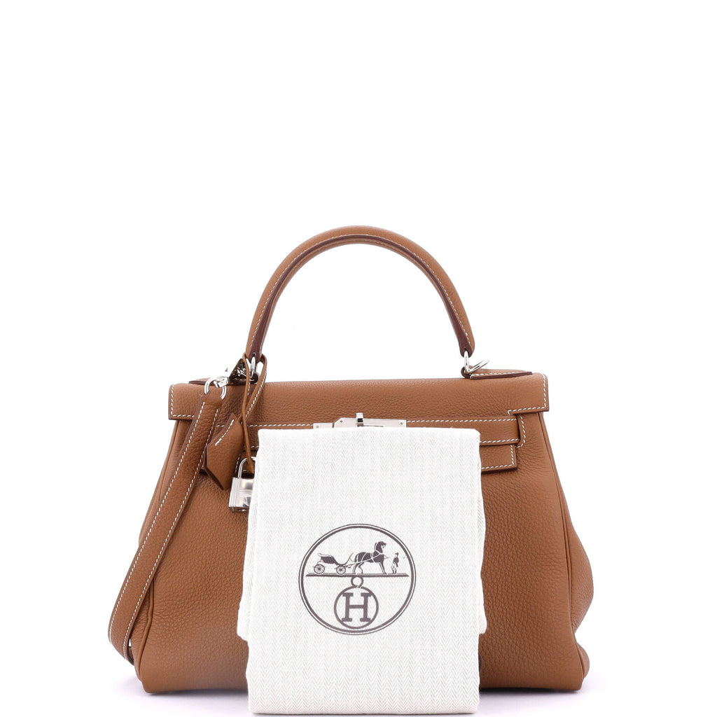 Kelly Handbag Gold Togo with Palladium Hardware 28